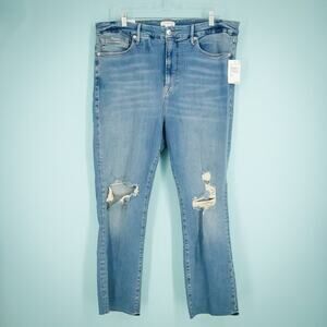 Good American Plus Size 20 Good Legs Distressed Straight Crop Denim Jeans NEW